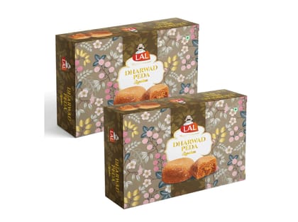 Lal Sweets Dharwad Peda 200g Pack of 2 | Traditional Indian Mithai | Authentic Dharwad Peda | Festive Sweet Box | Indian Sweets Gift