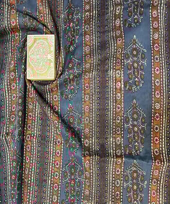 Blue red natural dyed cotton hand block printed ajrakh fabric