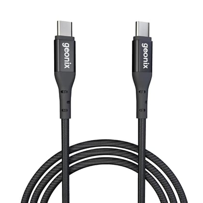 Geonix eForce C13 65W Type-C to Type-C Fast Charging Cable, 1.2m Braided USB-C PD Cable for Smartphones, Tablets, Laptops, iPhone Reversible Connector, High-Speed Data Transfer (Black)