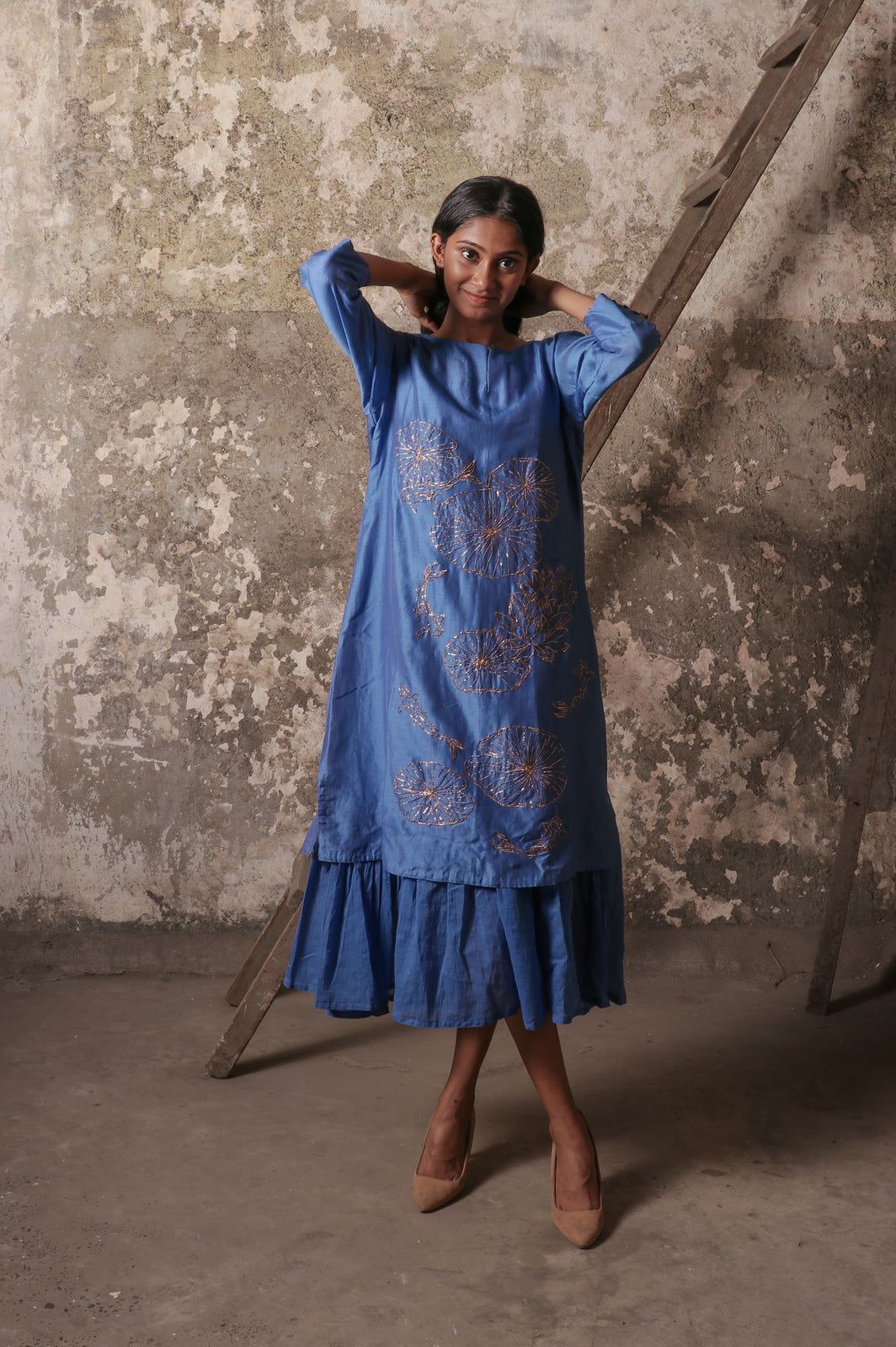 Blue Koi Pond Dress-S