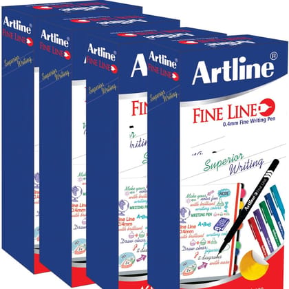 Artline Fine Line Pen Pack of 10 (Red Colour) of Box 4 | For Superior Writing by Artists, Designers, and Students