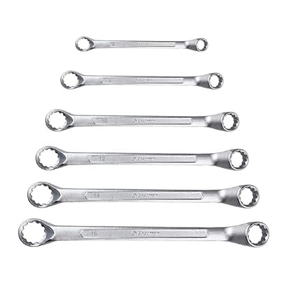 Eastman Bi-Hexagonal Ring Spanners - Shallow Offset - Crv Set Of 6 Pcs, Kit-07-60SD,Automotive Spanner Kit Chrome Vanadium Steel, Chrome Plated Ideal For Mechanical Work and Automotive Work (E-2007)