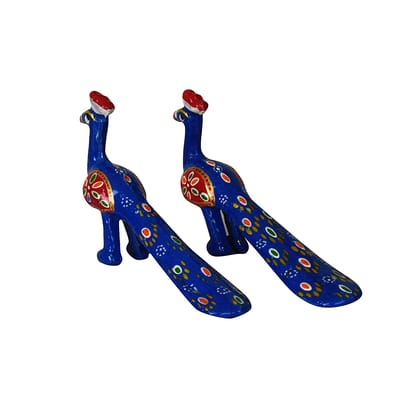 DreamKraft Handcrafted Peacock Showpiece (Set of 2, Blue)