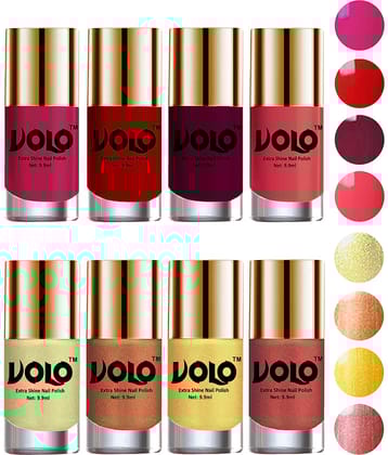 VOLO High-Shine Long Lasting Non Toxic Nail Polish Professional Multi Glossy Pack of 8 79 mL