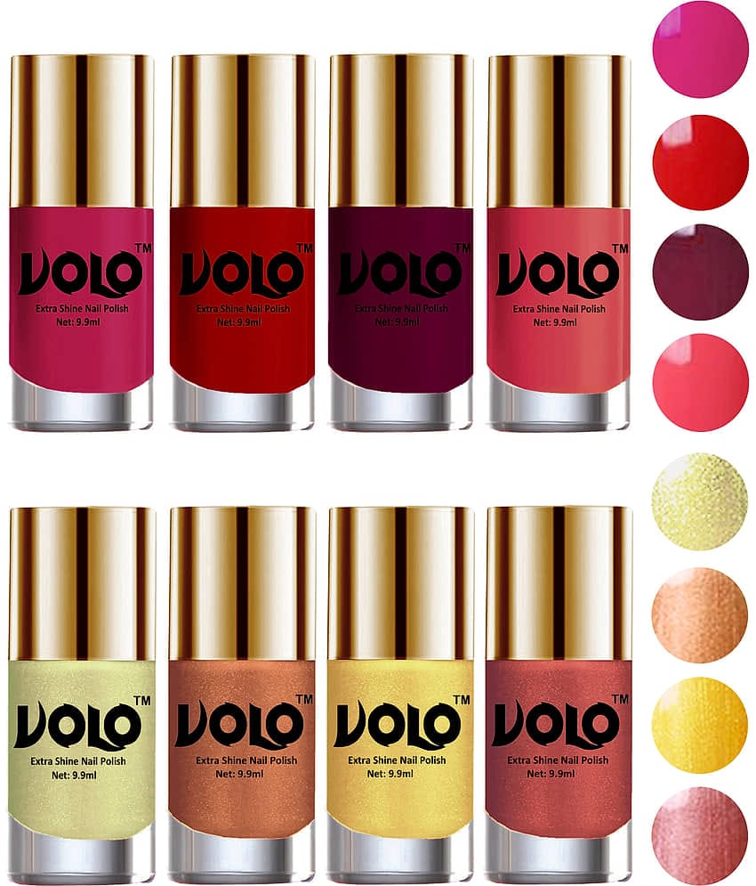 VOLO High-Shine Long Lasting Non Toxic Nail Polish Professional Multi Glossy Pack of 8 79 mL