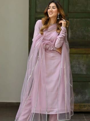 Lilac Silk Designer Outfit-S