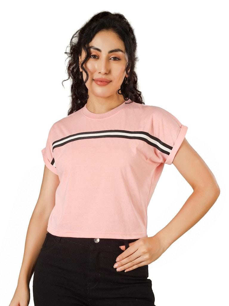 BLUEFICUS Casual Striped Women’s Top with Roll Up Sleeves | Regular Fit Stylish Cotton Blend Top for Daily Wear & Office Wear