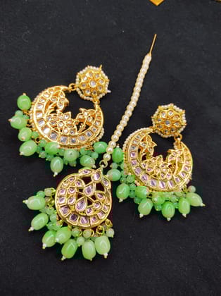 ZEVAR I High Quality Kundan Earrings With Maangtika