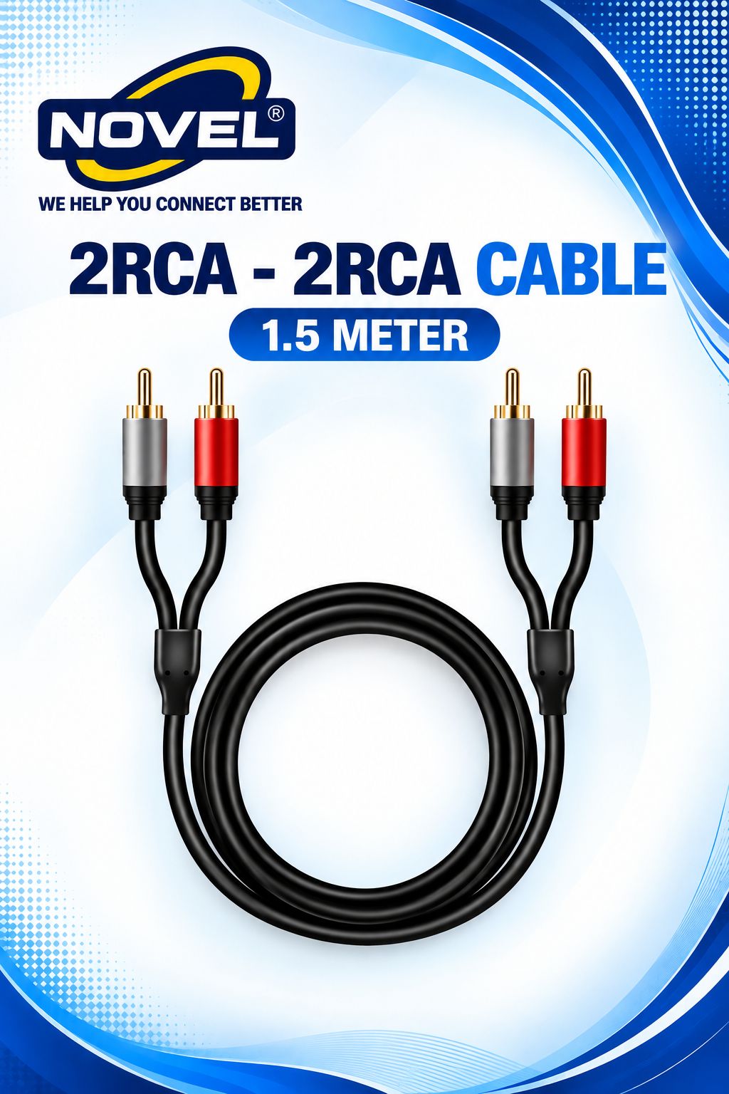 NOVEL 2 RCA - 2RCA METAL CABLE 1.5 METER