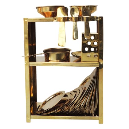 Brass Complete Mini Kitchen Set | Handmade Indian Toy Collection, Height : 2.2 Inch (ZMAS475 C)