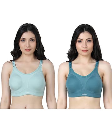 Ladyland Pack of 2 Cotton Blend Non Padded Everyday Bra For Women ( Multicolor )