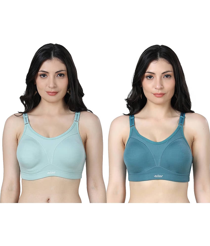 Ladyland Pack of 2 Cotton Blend Non Padded Everyday Bra For Women ( Multicolor )