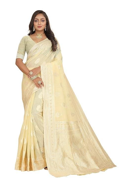 Women's Jacquard Cotton Linen Pure Silk Saree
