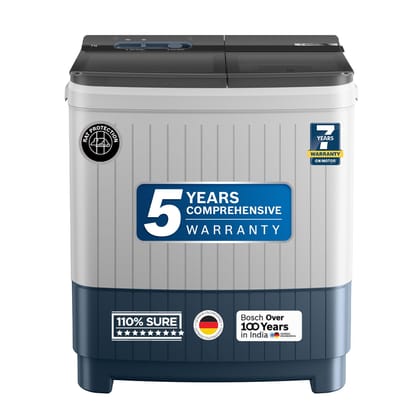 Bosch 9 kg 5 Star Semi-Automatic Top Loading Washing Machine (2025 Model, WJP904P0IN, 3 Wash Programs, Anti-Rust Body, 1300 RPM Spin Speed, Peacock Blue, 2 Years Comprehensive Warranty) Bosch 9 kg 5 Star Semi-Automatic Top Loading Washing Machine (2025 M