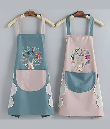 Radhe Fashion PVC Printed Kitchen Apron with 1 Center Pocket ( Pack of 1 )