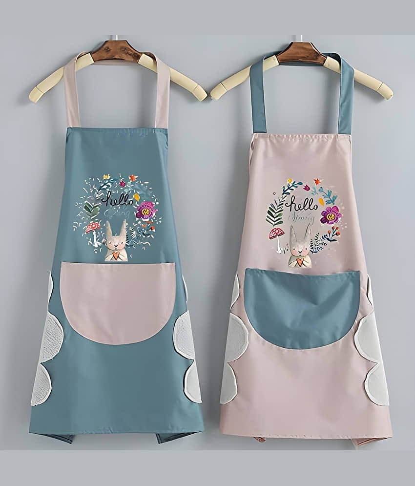 Radhe Fashion PVC Printed Kitchen Apron with 1 Center Pocket ( Pack of 1 )