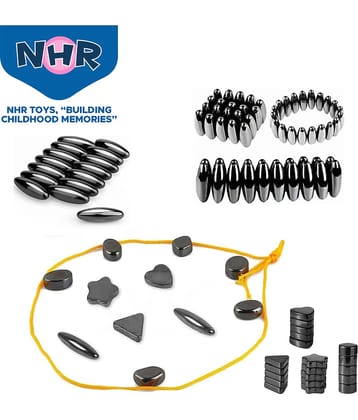 NHR 24pcs Magnetic Battle Chess Set with Magnetic Effect Using String and Stones, Educational Board Game for for Family Gathering & Travel 3 Type Magnet (24 pcs Set) (5 Rendom Design)