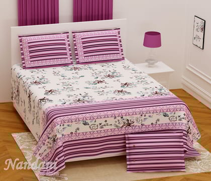 Bedsheet Adda-Pure Cotton Jaipuri Printed Double Bedsheet With 2 Pillow Covers