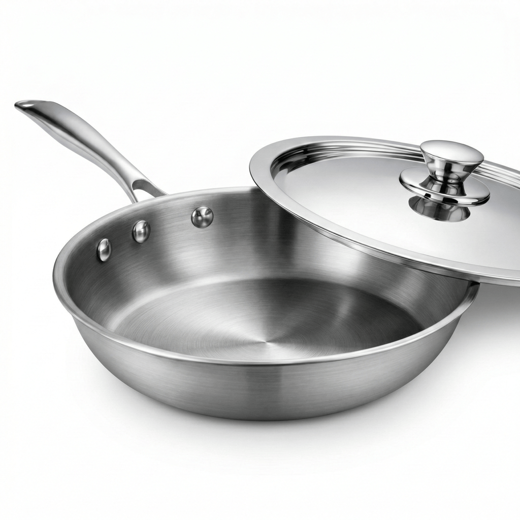 WEKTU  Tri-Ply Frying Pan with SS Lid – Heavy Bottom Professional Cookware. - Cookware | Buy online on ZillyBuy