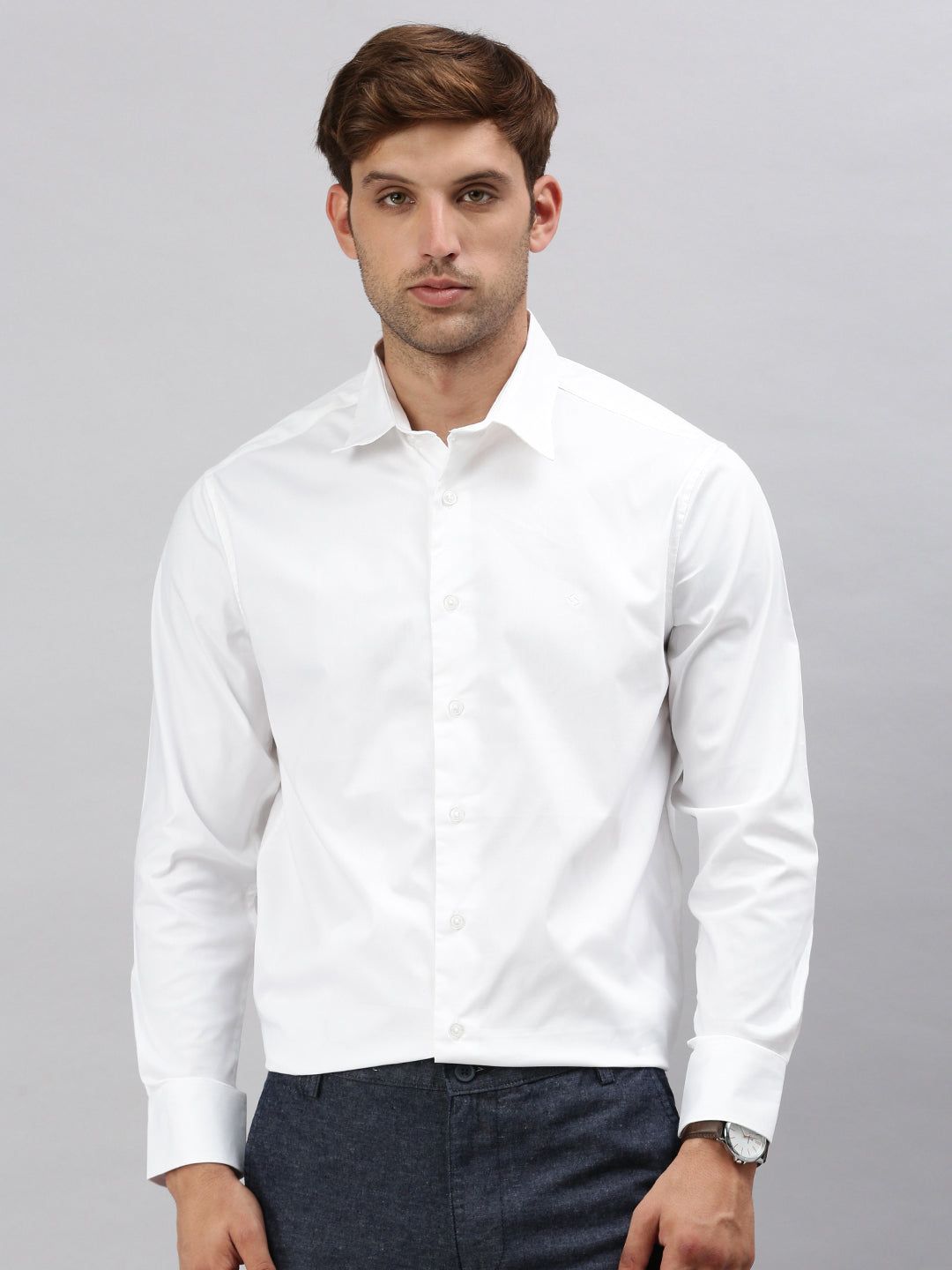 Classic Polo Men's Full Sleeve White Slim Fit Solid Casual Shirt | SP2-EL-08 A-FS-SLD-SF