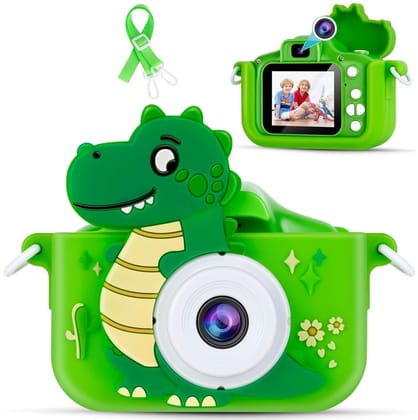 CADDLE & TOES Kids Camera for Boys Girls, 20MP 1080P Digital Video Camera for Kids, Christmas Birthday Gift for Boys and Girls Age (4+) to 12,Digital Camera (Green-Dyno) CADDLE & TOES Kids Camera for Boys Girls, 20MP 1080P Digital Video Camera for Kids, 