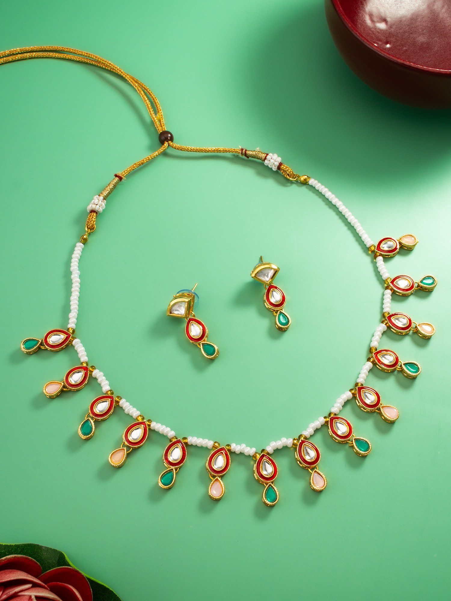 Morison Exquisite Gold Necklace with Earrings  Radiate Elegance