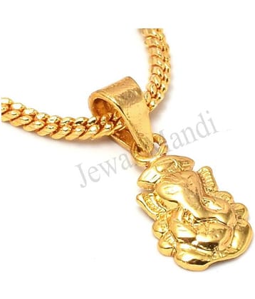 Jewar Mandi Pendant Ganesh Ji Locket Chain Gold Plated Rich Look Long Size Latest Designer Daily Use Jewelry for Men Women, Boys Girls, Unisex