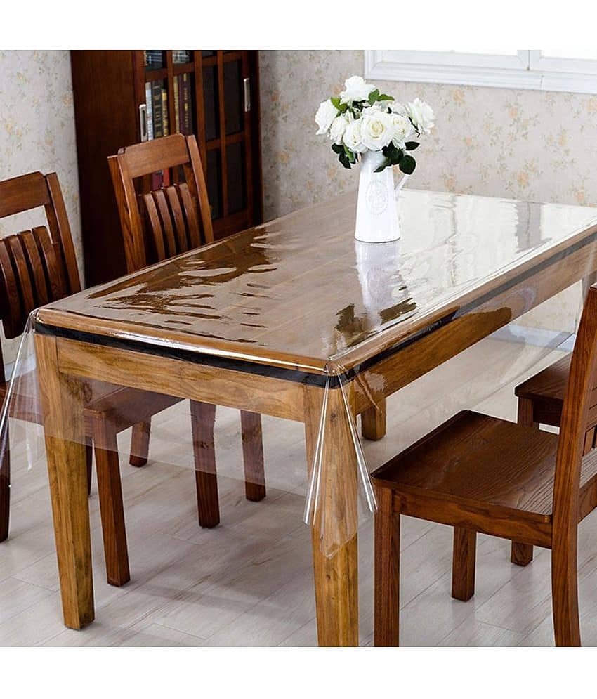 Solid PVC 6 Seater Rectangle Table Cover ( 220 x 150 ) cm Pack of 1 Transparent