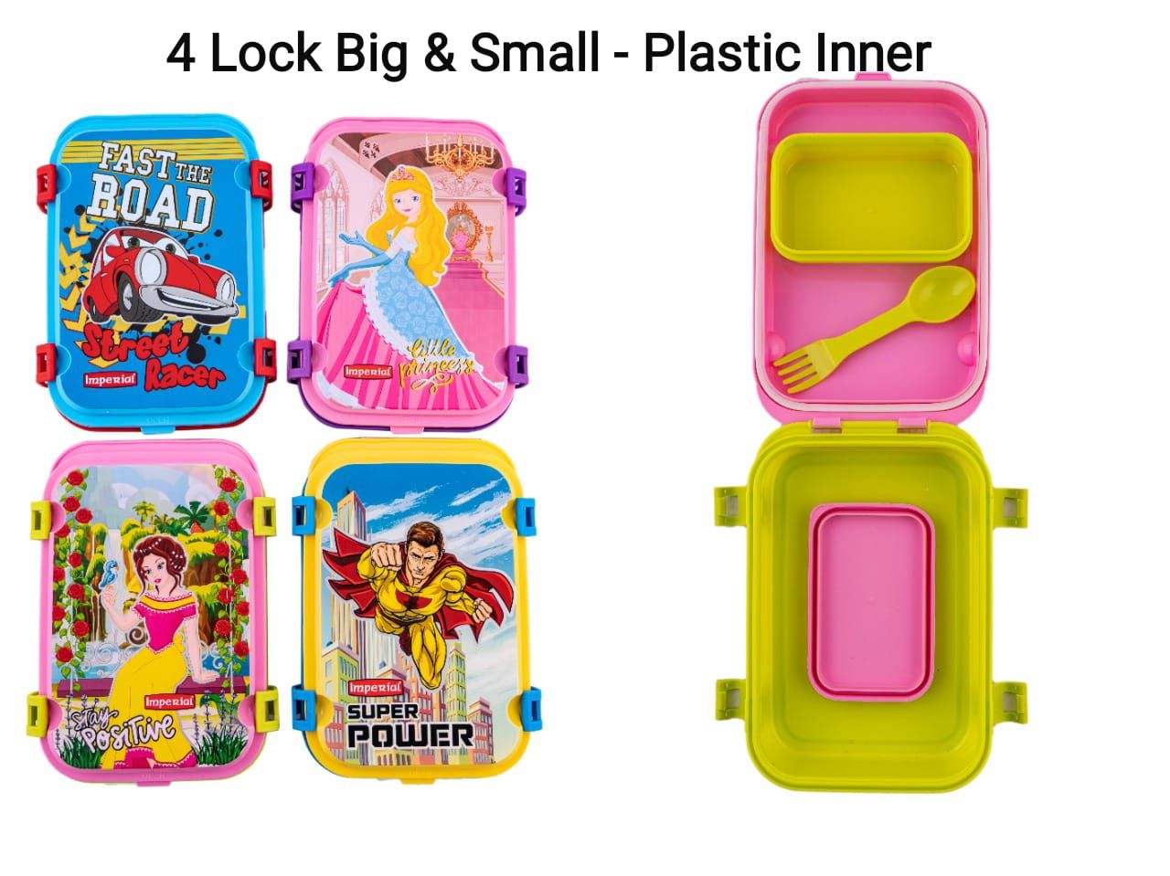 Imperial Leak Proof Cartoon Print Tiffins With Four Lock