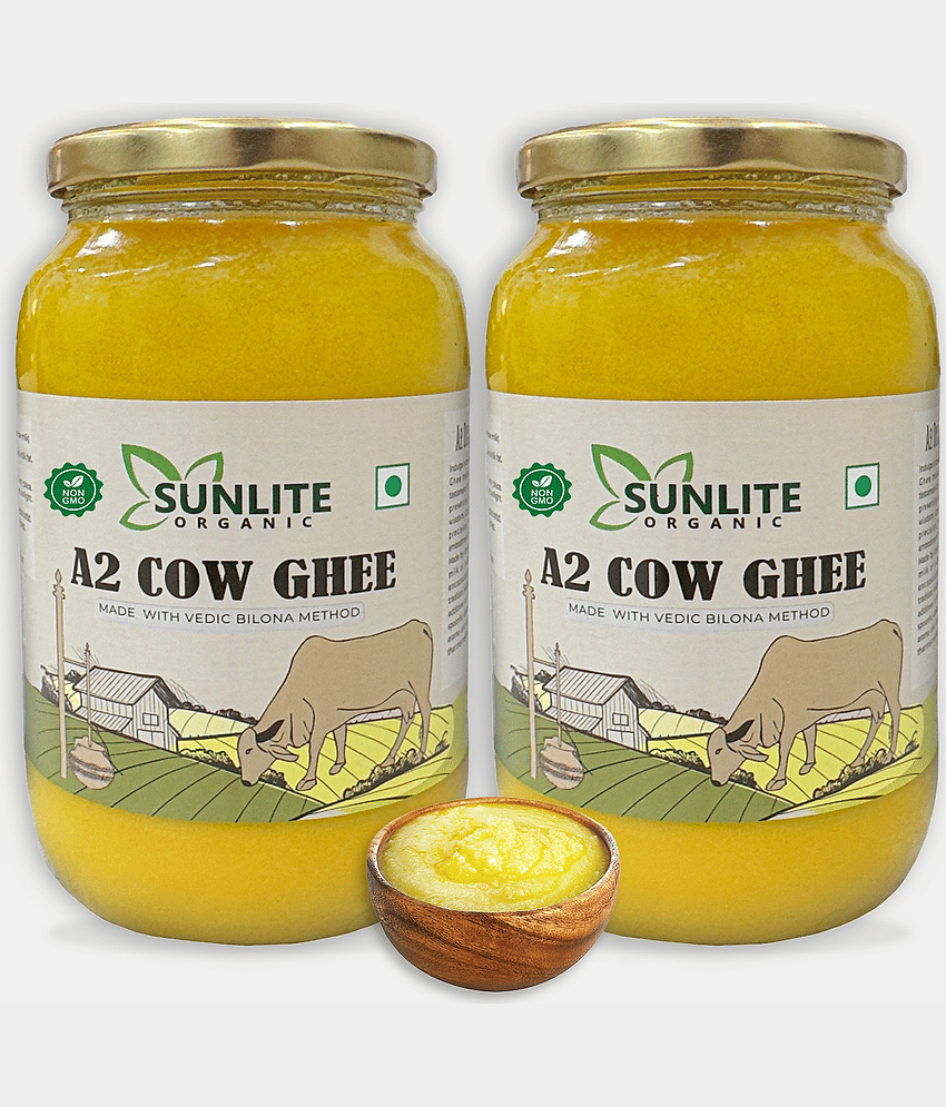 Sunlite Organic A2 Cow Ghee100% Pure & Natural | Non-GMO Certified | 500ml x 2 Ghee 1000 g Pack of 2