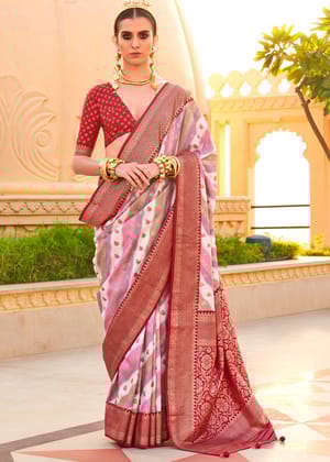 Maroon Red Printed Soft Silk Saree