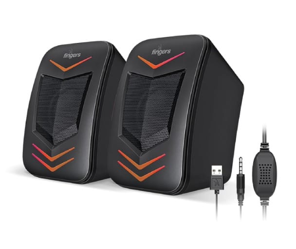 FINGERS RGB-FunBeats USB Multimedia Speaker (2.0 Channel | Sleek Design with RGB Lights | Powerful Bass | in-line Controller)