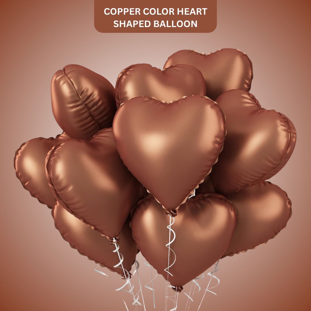 Copper Color Heart Shaped Balloon - 1PC