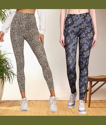 DTR FASHION - Cotton Blend Regular Fit Multicolor Women's Jeggings ( Pack of 2 )