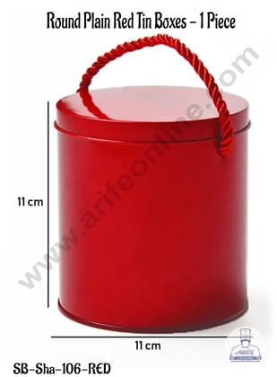 CAKE DECOR™ Round plain Tin Boxes - 1 Piece | Gift Box | Chocolate Box | Jewellery Box |-RED