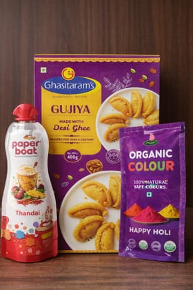 Ghasitaram Holi Special Gujiya 400gm with Thandai and free organic colour 