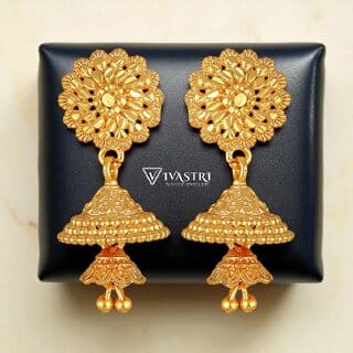 Vivastri Top Trending Alloy Gold Plated Jhumki Earrings for Women & Girls [VIVA2435ERG]