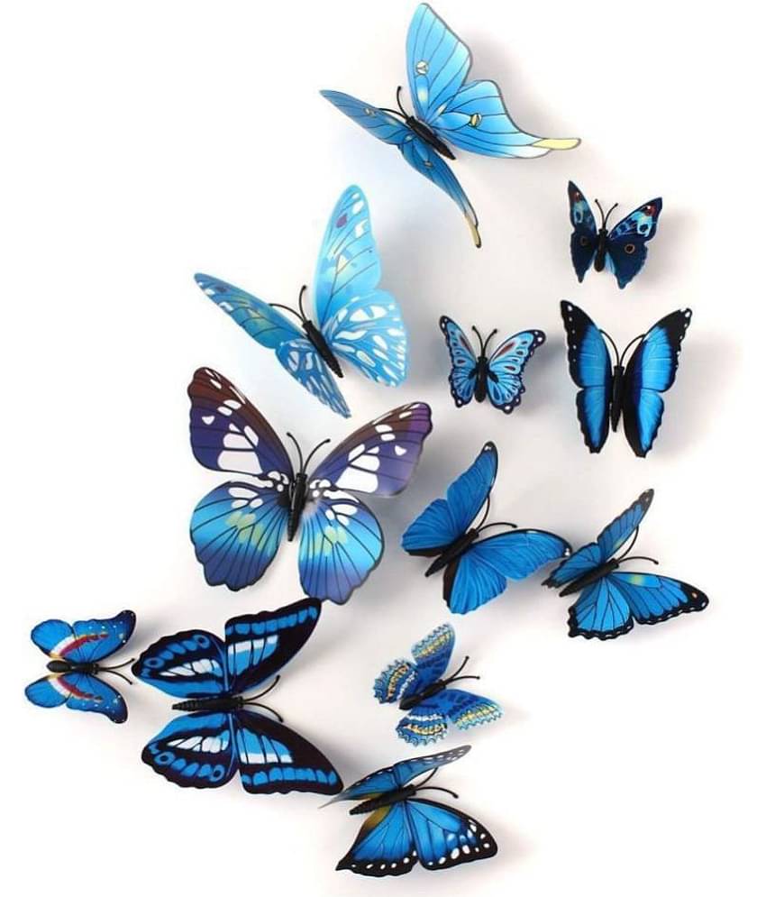 Idream Blue Butterfly Magnet Nature 3D Sticker ( 12 x 9 cms )