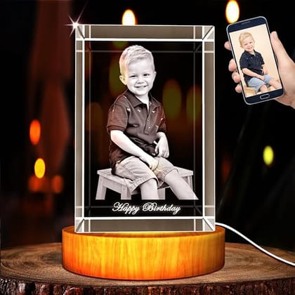 Shayona Personalized 3d Engraved Crystal Photo,Personalized Laser Etched Picture Crystal Cube, Custom Photo Glass Cube-2 x 2 x 3 INCH