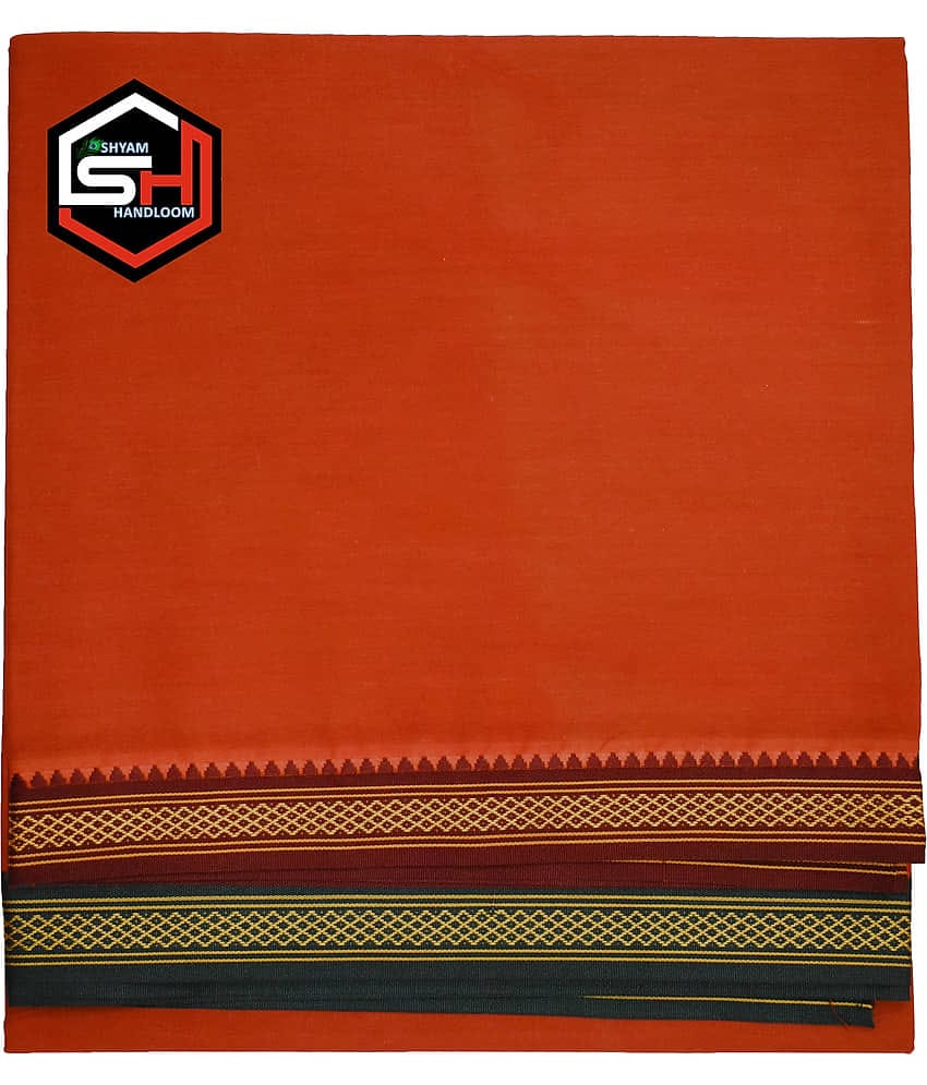 Shyam Handloom Cotton Men's Dhoti Orange ( Pack of 1 )