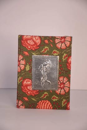 Printed Fabric Handmade Diary with Metal Design