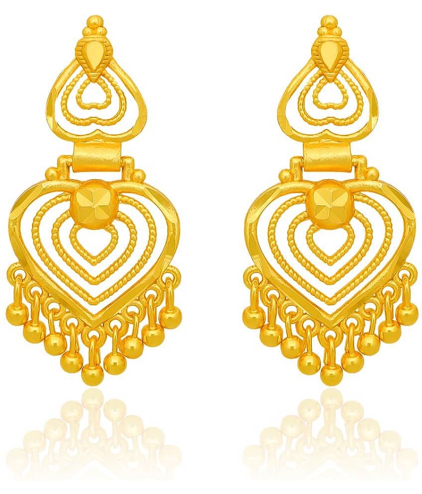 LUV FASHION Golden Jhumki Earrings ( Pack of 1 )