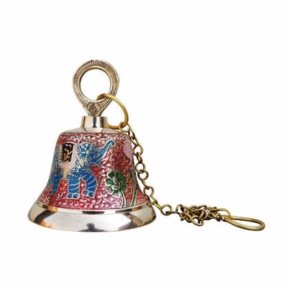 Brass Hanging Temple Pooja Bell, Bell Red Color, Height : 5.5 Inch (FMAS516 A)