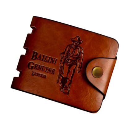 Wassxler PU Leather Wallet, Western Style Embossed Design, Dark Brown (Pack of 1)