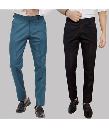 Kundan - Multicolor Cotton Blend Regular - Fit Men's Formal Pants ( Pack of 2 )
