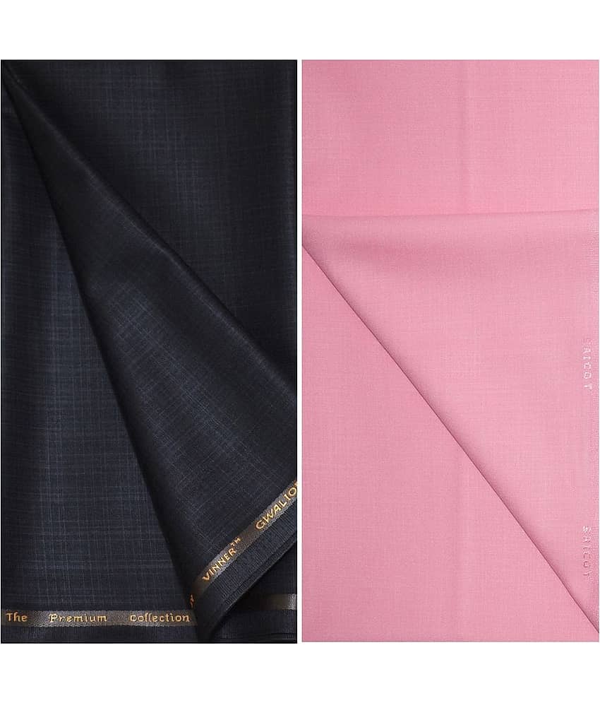 KUNDAN SULZ GWALIOR Pink Cotton Blend Unstitched Shirts & Trousers ( 1 Pant & 1 Shirt Piece )