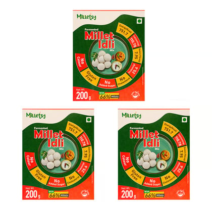Milletsy Millet Idli Instant Mix Fermented 200g Pack of 3 Milletsy Millet Idli Instant Mix Fermented 200g Pack of 3