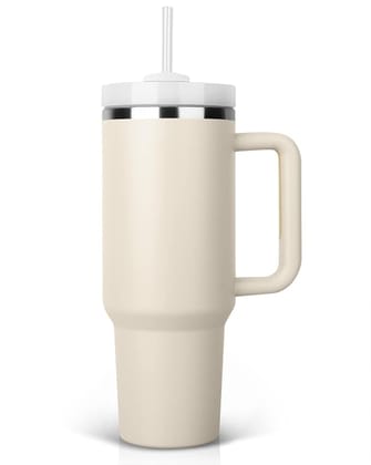 40 oz Tumbler With Handle and Straw Lid Insulated Reusable Stainless Steel Water Bottle Travel Mug Iced Coffee Cup Travel Mug for Hot and Cold Beverages 40 oz Tumbler with Handle