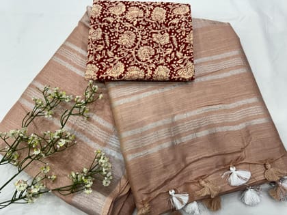 Plain linen Saree