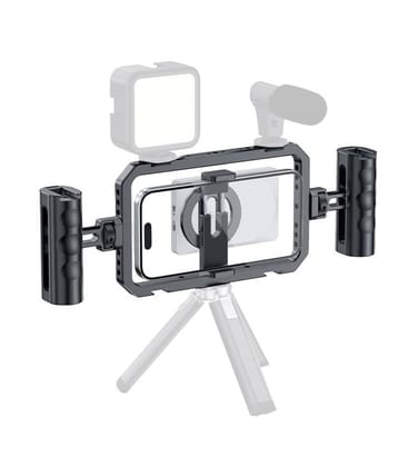 FND PHOTOMAA Upgraded Phone Cage Rig Vlogging Kit Video Stabilizer with Dual Handle Video Shooting Filmmaking Hand Grip Bracket Holder Compatible with All Smart Phone and Pro Max, Dual Mount FND PHOTOMAA Upgraded Phone Cage Rig Vlogging Kit Video Stabilizer with Dual Handle Video Shooting Filmmaking Hand Grip Bracket Holder Compatible with All Smart Phone and Pro Max, Dual Mount